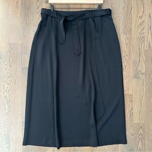 Vintage Dana Buchman High Rise A-Line Satin Midi Skirt in Black Size 16 / Large